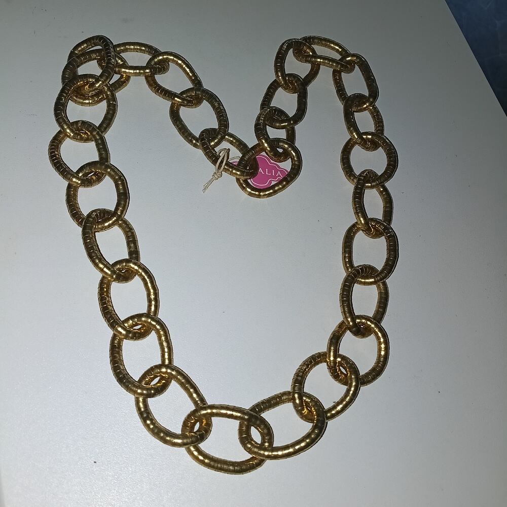 Iris Apfel & Bajalia Gold Toned Oval Link Long Statement Necklace